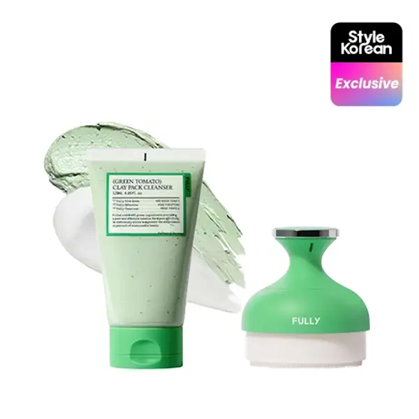 Blackhead-Busting Set (Green Tomato Clay Pack Cleanser+Pore Brush)