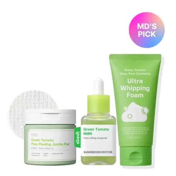 Pore-Minimizing Green Tomato TRIO (Foam+Pad+Serum)