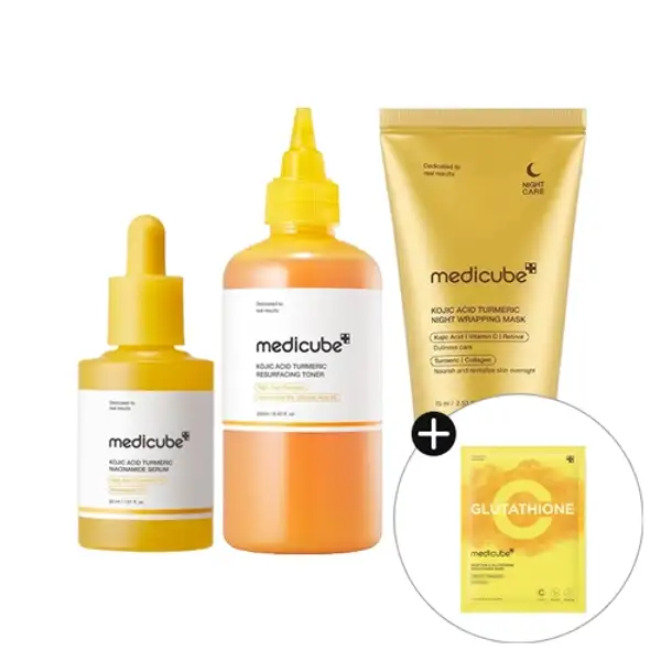 Kojic Acid Turmeric Best Skin Care Set (Toner + Serum + Mask)