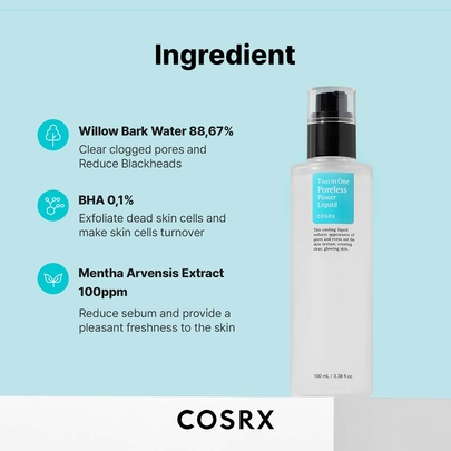 [COSRX] Тонер Two In One Poreless Power Liquid 100мл (очистка и сужение расширенных пор)