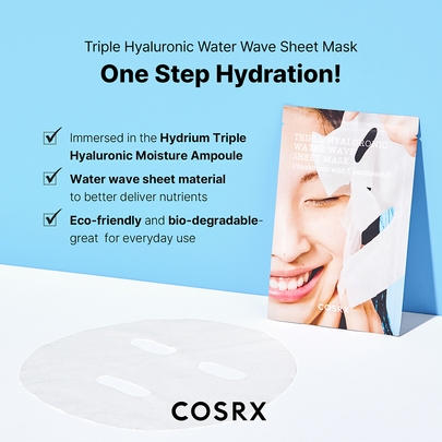 [COSRX] Интенсивно увлажняющая маска Hydrium Triple Hyaluronic Water Wave Sheet Mask (1шт)