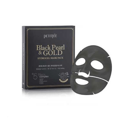 [Petitfee] Гидрогелевая маска Black Pearl & Gold Hydrogel Mask Pack 5шт