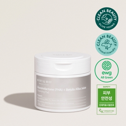 [Mary&May] Очищающие пэды для снятия макияжа Gluconolactone (PHA)+Betula Alba Juice Cleansing Pad (70шт)