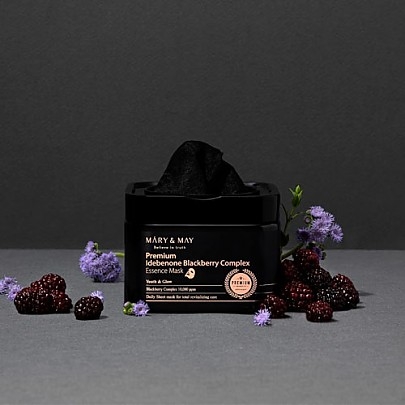 [Mary&May] Тканевые маски с идебеноном и ягодным комплексом Premium Idebenone Blackberry Complex Ampoule Mask (20шт.)