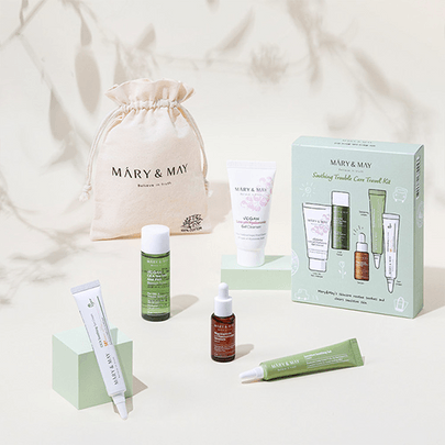 [Mary&May] Успокаивающий набор для путешествий Soothing Trouble Care Travel Kit (Toner+Serum+Cream+Suncream+Gel cleanser)