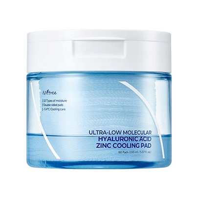 [Isntree] Охлаждающие тонер-пэды Ultra-Low Molecular Hyaluronic Acid Zinc Cooling Pad (60шт)