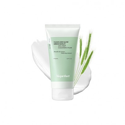 [Veganifect] Пенка для очищения Clean And Glow Green Barley LHA Deep Cleansing Foam 165мл