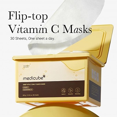 [MEDICUBE] Тканевые маски на каждый день для ровного тона Deep Vita C Daily Quick Mask (30шт)