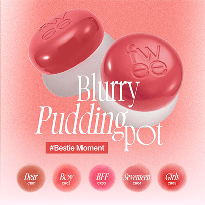 [fwee] Набор (румяна и брелок) *new Keyring Set* Lip&Cheek Blurry Pudding Pot (30 оттенков на выбор)