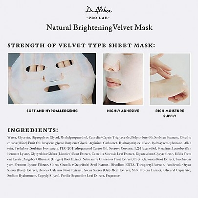 [Dr.Althea] Тканевые маски для выравнивания тона Natural Brightening Velvet Mask (6шт)