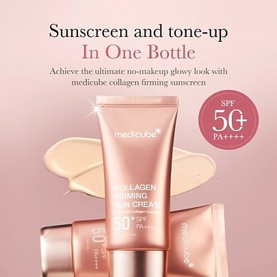 [MEDICUBE] Солнцезащитный крем с эффектом тон-ап Collagen Firming Sun Cream 50+SPF PA++++ 50мл
