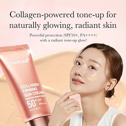 [MEDICUBE] Солнцезащитный крем с эффектом тон-ап Collagen Firming Sun Cream 50+SPF PA++++ 50мл