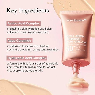 [MEDICUBE] Солнцезащитный крем с эффектом тон-ап Collagen Firming Sun Cream 50+SPF PA++++ 50мл