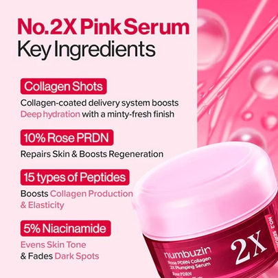 [Numbuzin] Сыворотка для лица с микроиглами No.2 Rose PDRN Collagen 2X Plumping Serum 30мл