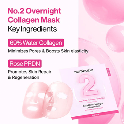 [Numbuzin] Гидрогелевая маска с коллагеном No.2 Rose PDRN Overnight Collagen Mask (4шт)