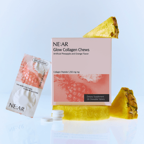 [NE:AR] Жевательные таблетки с коллагеном (вкус ананаса и апельсина) Glow Collagen Chews Pineapple and Orange Flavor (1.700мг*28шт)