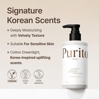 [Purito Seoul] Увлажняющий лосьон для тела Luminous Moisture Shea Butter Body Lotion Cotton Dreamlight 300мл