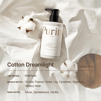 [Purito Seoul] Увлажняющий лосьон для тела Luminous Moisture Shea Butter Body Lotion Cotton Dreamlight 300мл