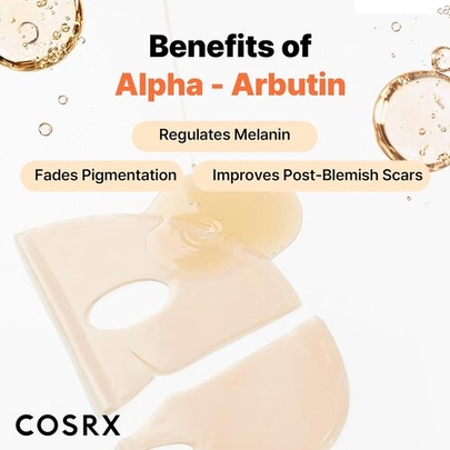 [COSRX] Гидрогелевая маска для сияния с альфа-арбутином The Alpha-Arbutin Discoloration Care Hydrogel Mask (3шт)