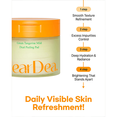 [ClearDea.] Мягкие пилинг-пэды с зелёным мандарином Green Tangerine Mild Dual Peeling Pad 140мл (50шт)