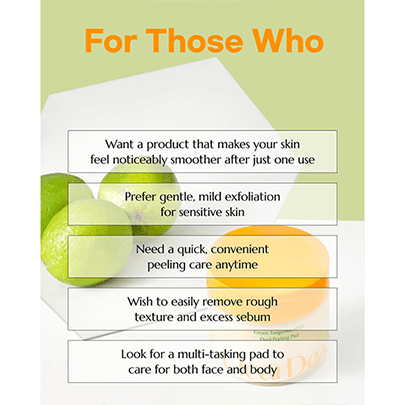 [ClearDea.] Мягкие пилинг-пэды с зелёным мандарином Green Tangerine Mild Dual Peeling Pad 140мл (50шт)