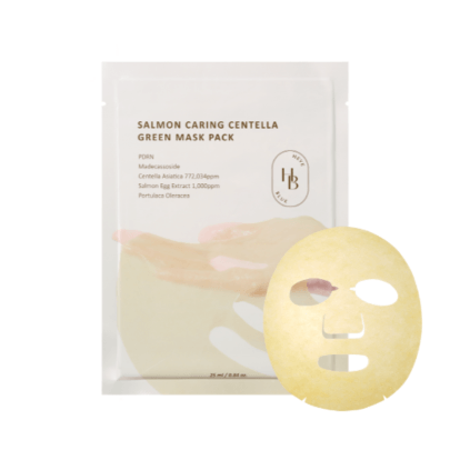[HEVEBLUE] Успокаивающая маска с экстрактом лосося и центеллой Salmon Caring Centella Green Mask Pack (1шт)