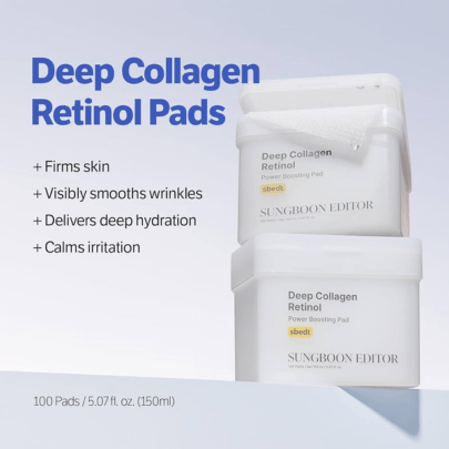 [SUNGBOON EDITOR] *Обновление* Увлажняющие пэды с коллагеном Deep Collagen Retinol Power Boosting Pad 100шт