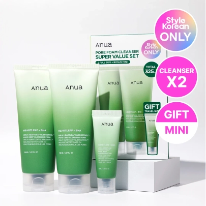 [Anua] Набор Heartleaf Pore Cleansing Foam Double Set (Очищающая пенка для умывания 150мл*2шт. + Мини-пенка 25мл)