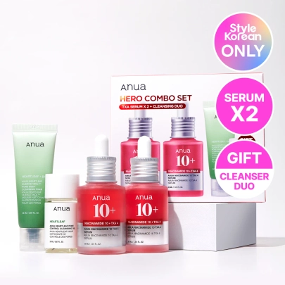 [Anua] Набор TXA Serum Hero Combo Set (Сыворотка для ровного тона 30мл*2шт. + Очищающая пенка 25мл + Очищающее масло 20мл)