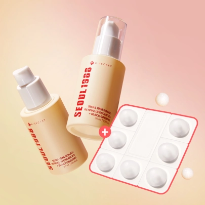 [KSECRET] Двойной набор с женьшенем и ретиналем Retinal Black Ginseng Serum Double Set (Сыворотка с липосомальным ретиналем 30мл*2шт + Капсулы-бустеры с гидролизованым коллагеном 7 капсул)