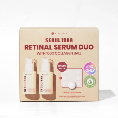 [KSECRET] Двойной набор с женьшенем и ретиналем Retinal Black Ginseng Serum Double Set (Сыворотка с липосомальным ретиналем 30мл*2шт + Капсулы-бустеры с гидролизованым коллагеном 7 капсул)