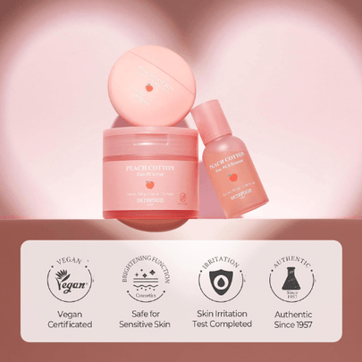 [Skinfood] Мягкие увлажняющие пэды Peach Cotton Zinc PCA Pad 70шт