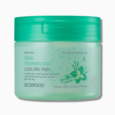 [Skinfood] Охлаждающие пэды Basil Tea Tree Clinic Cooling Pad 70шт