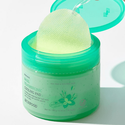 [Skinfood] Охлаждающие пэды Basil Tea Tree Clinic Cooling Pad 70шт
