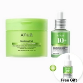 [Anua] Набор для успокоения и увлажнения Redness Soothing Prep & Boost Duo (сыворотка 30мл + тонер-пэды 90шт.) +мини-сыворотка в подарок