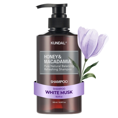 [KUNDAL] Натуральный шампунь с медом и макадамией 500мл #White Musk