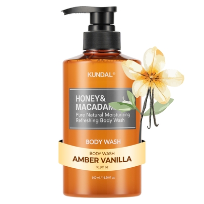 [KUNDAL] Гель для душа с мёдом и макадамией 500мл #Amber Vanilla