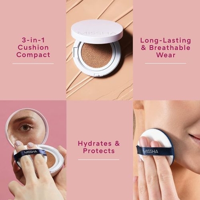 [Missha] *renewal* Тональная кушон-основа Magic Cushion Cover Lasting SPF50+/PA+++ (2цвета)