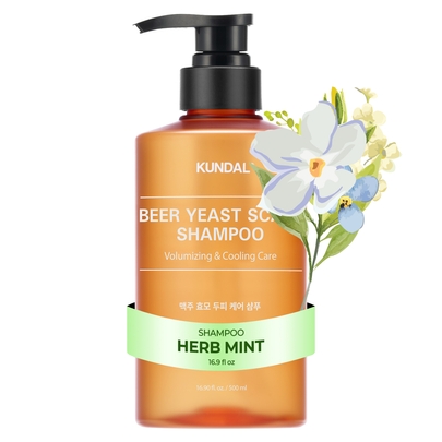 [KUNDAL] Шампунь для кожи головы с пивными дрожжами 500мл #Herb Mint