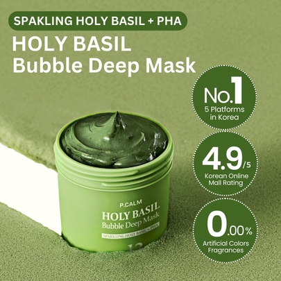 [P.CALM] Глубоко очищающая пузырьковая маска Holy Basil Bubble Deep Mask 90мл