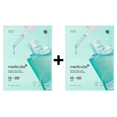 [MEDICUBE] ★1+1★  Успокаивающая сывороточная маска с азелаиновой кислотой Azelaic Acid 16 BB Calming Serum Mask (1шт)