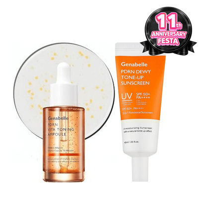 [Genabelle] Дуо-набор для сияния кожи PDRN Glass Skin Tone-up Duo (Ampoule + Sunscreen)
