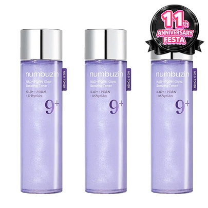 [Numbuzin] Тонер-бустер для сияния No.9 NAD PDRN Glow Boosting Toner 150мл*3