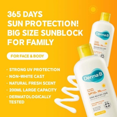 [Derma-B] *renewal* Солнцезащитный крем для ежедневного использования Everyday Sun Block SPF50+ PA++++ 200мл (2шт)