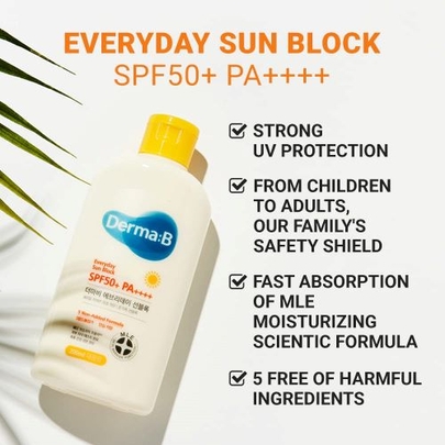 [Derma-B] *renewal* Солнцезащитный крем для ежедневного использования Everyday Sun Block SPF50+ PA++++ 200мл (2шт)