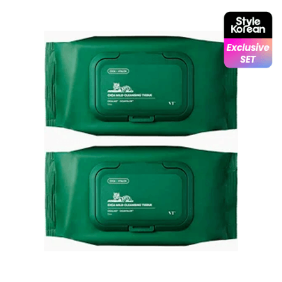 [VT Cosmetics] Дуо очищающих салфеток VT Cica Mild Cleansing Tissue (50шт) 240г