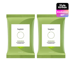 [beplain] Дуо pH-сбалансированных очищающих салфеток с машем Mung Bean Facial Cleansing Wipes (20шт)