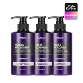 [KUNDAL] Протеиновый treatment для волос Honey & Macadamia 500мл #Fuzzy Navel (3шт)
