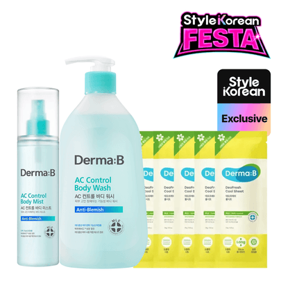 [Derma-B] Набор для ухода за телом при акне (гель для душа + мист + дезодорирующие салфетки)