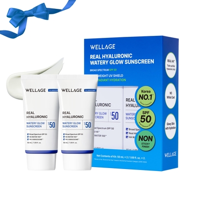 [WELLAGE] Солнцезащитный крем Real Hyaluronic Watery Glow SPF50 (50 мл + 50 мл)